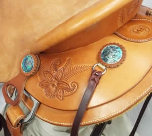 wade saddle Paua shell conchos